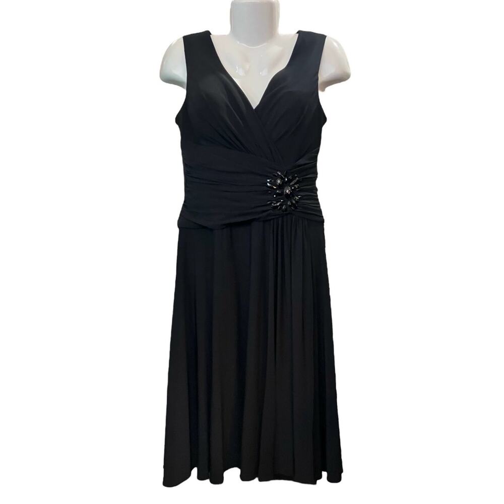 Jessica Howard Evenings Women's Black Jeweled Waist Sleeveless Dress | Size 12